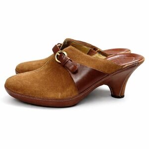 Y2K Cole Haan Brown Suede‎ Horsebit Mule Heels Women's 7B